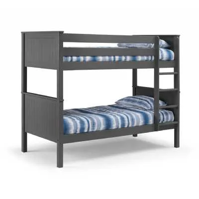 Anthracite Grey Wooden 2 x Single 90cm 3ft Nordic Style Kids Bunk Bed Twin Sleeper