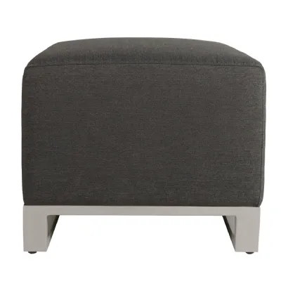 Metal Grey Fabric Garden Footstool