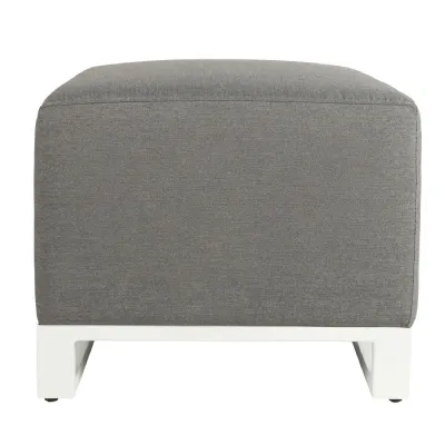 Grey Fabric Modular Outdoor Foot Stool White Metal Base