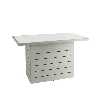 Light Grey Outdoor Bar Table Glass Top