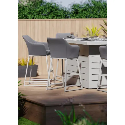 Dark Grey Fabric Outdoor Metal Bar Stool