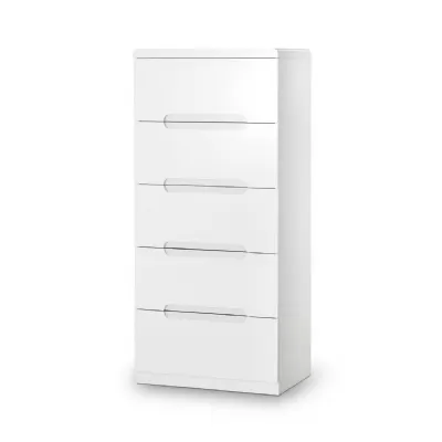 Manhattan 5 Drawer Narrow Chest White