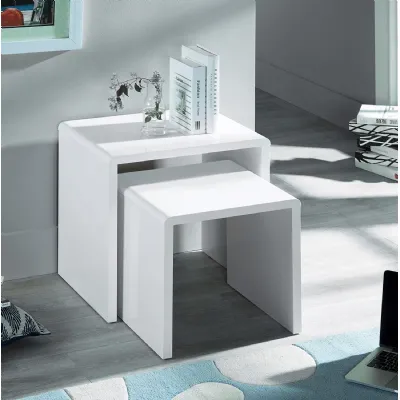 Manhattan High Gloss White Nest Of 2 Tables