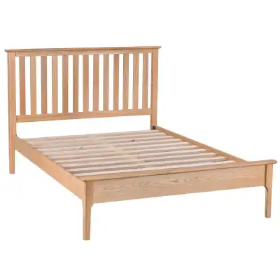 Oak King Size Bed with Slatted Headboard