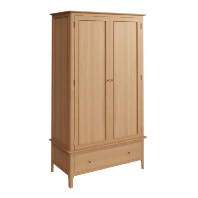 Scandi Oak 2 Door Double Gents Wardrobe