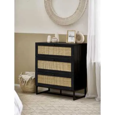 Padstow 3 Drawer Chest Black