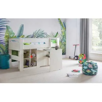 Pluto Stone White Painted Mid Sleeper Kids Children Bed Single 3ft 90cm