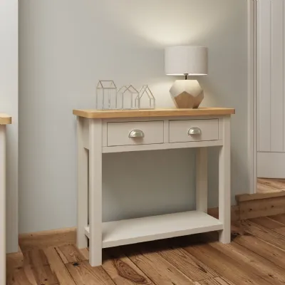 Grey Painted Oak Top Console Table 2 Drawers