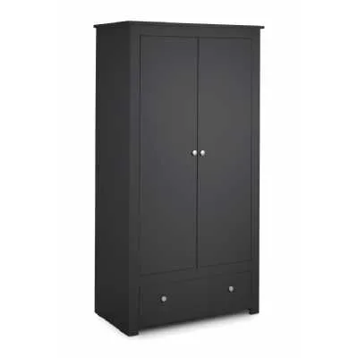 Anthracite Grey Painted 2 Door 1 Drawer Double Combi Wardrobe 190cm Tall