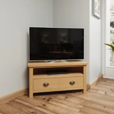 Rustic Oak Corner TV Unit