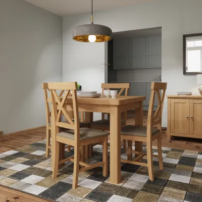 Oak Square Flip Top Extending Dining Table