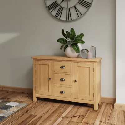 Rustic Oak 3 Drawer Large Sideboard