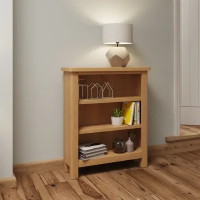 Rustic Oak Small Wide Bookcase