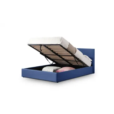 Rialto Lift Up Storage Bed Dark Blue Linen 135Cm