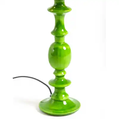 Green Table Lamp with Metallic Lined Velvet Shade