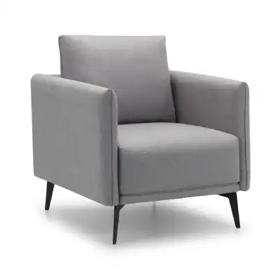 Grey Wool Fabric Modern Armchair Black Metal Legs