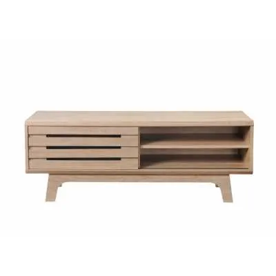 Traditional Sonoma Effect Oak Wood Living Room TV Cabinet With Sliding Door 45 x 120cm