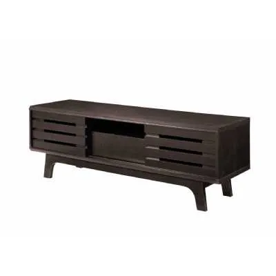 Modern Dark Wenge Effect Wooden TV Cabinet With Sliding Doors 45 x 140cm