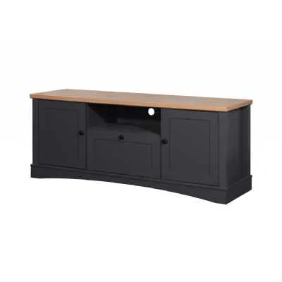 Modern Light Oak Top Grey Painted 2 Door 1 Drawer Living Room TV Cabinet 60 x 150cm