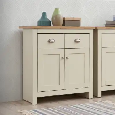 Cream 2 Door Sideboard Oak Top