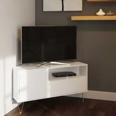 Monaco Corner TV Cabinet In White