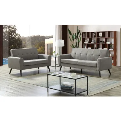 2 Seater Button Back Sofa Grey