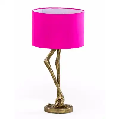 Antique Gold Flamingo Leg Table Lamp Pink Shade