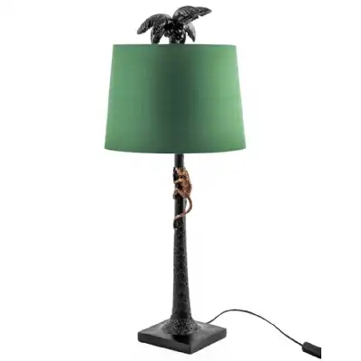 Black Palm Tree Climbing Monkey Table Lamp