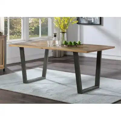 Reclaimed Wood 8 Seater 180cm Dining Table Steel Legs