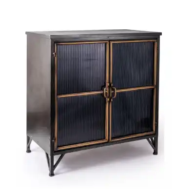 Black and Gold Metal 2 Door Storage Cabinet