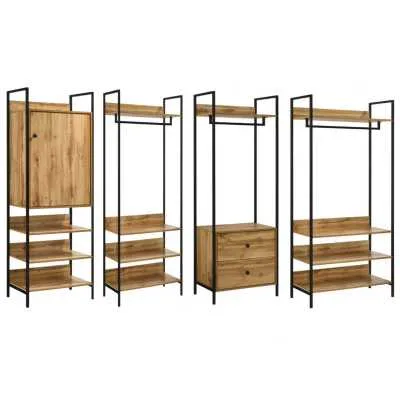 4 Piece Bedroom Furniture Set Open Wardrobes