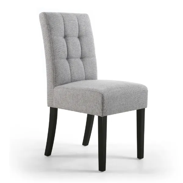 Silver Grey Linen Fabric Stitched Waffle Dining Chair