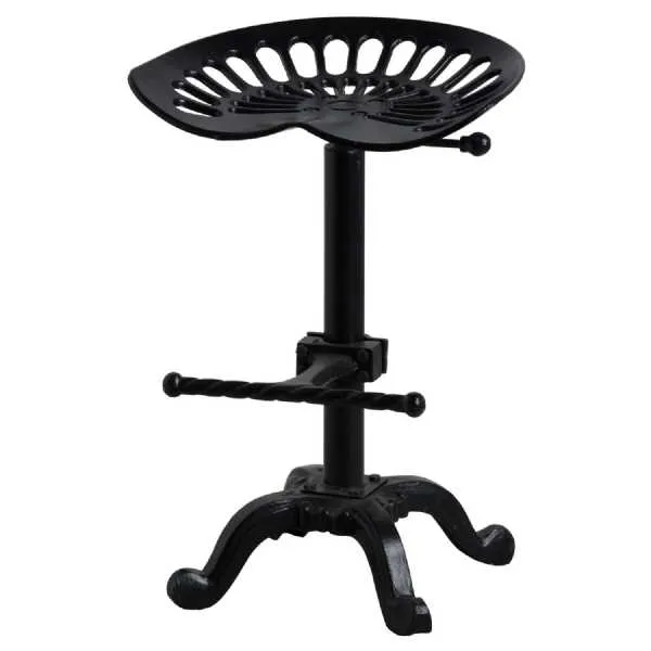 Modern Height Adjustable Black Metallic Tractor Seat Industrial Bar Stool 86x37cm