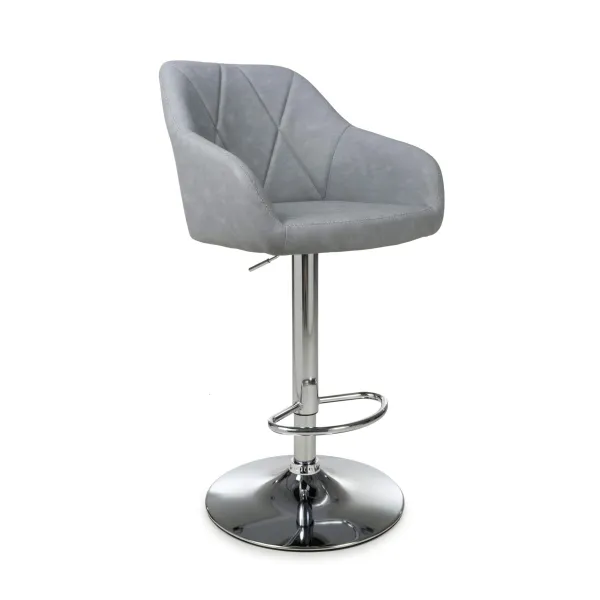 Serena Leather Effect Light Grey Bar Stool