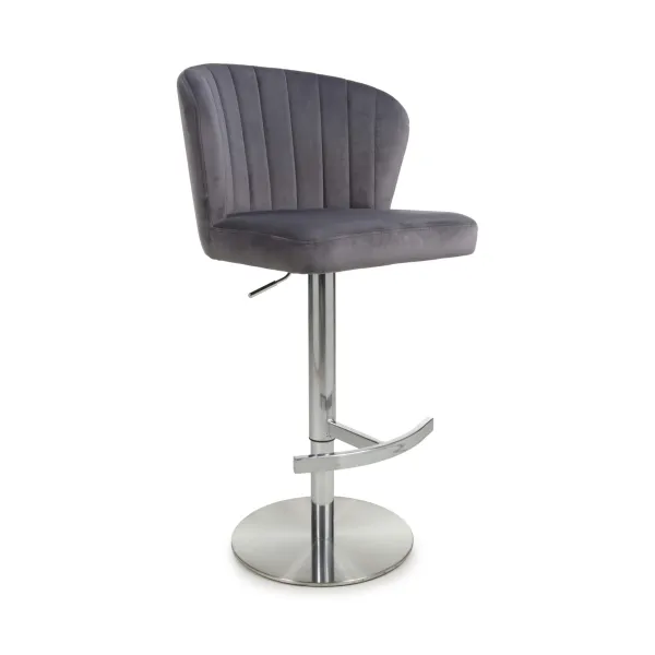 Sigma Brushed Velvet Grey Bar Stool