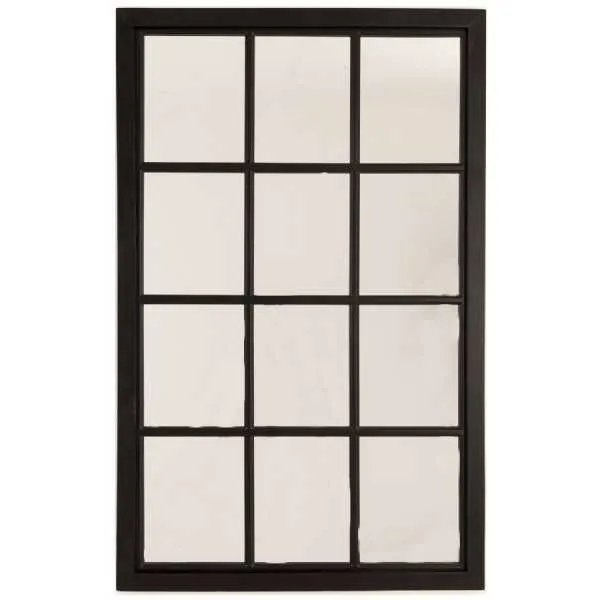 Black Wooden Window Mirror