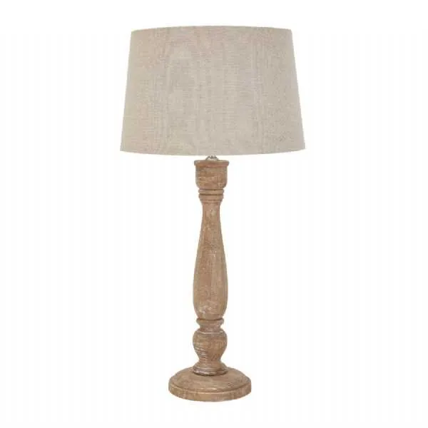 Delaney Natural Wash Candlestick Lamp With Linen Shade