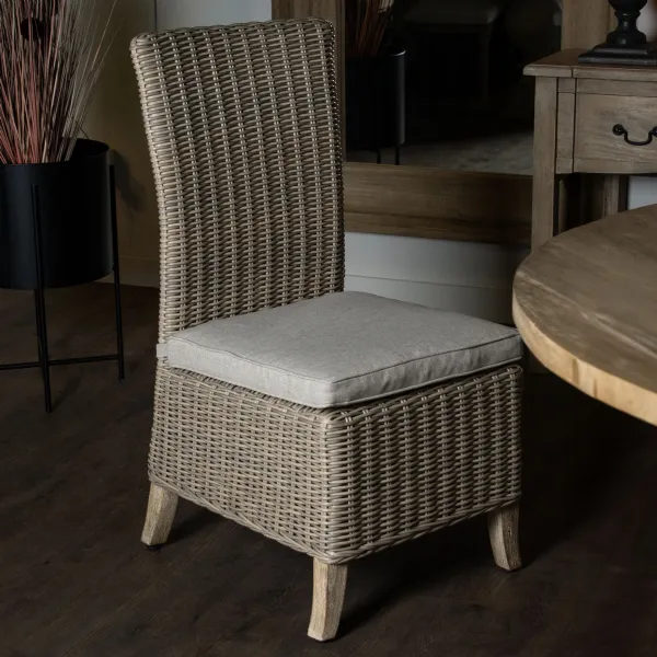 Beige Rattan Outdoor Dining Chair