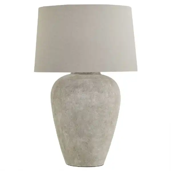 Athena Aged Stone Tall Table Lamp With Linen Shade