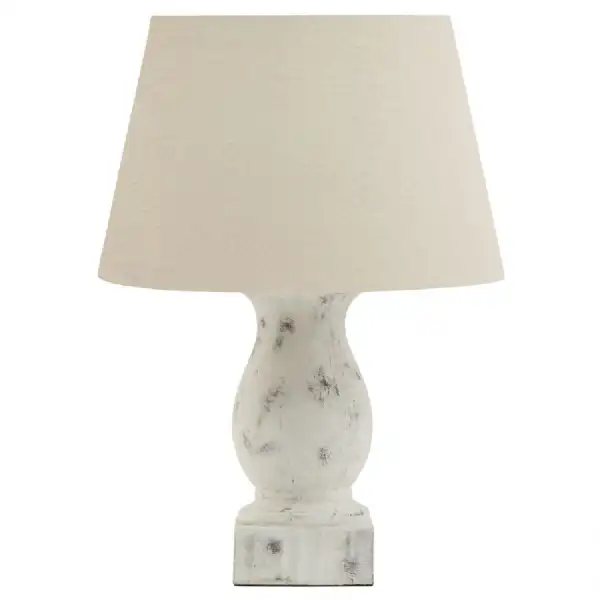 Darcy Antique White Pillar Table Lamp With Linen Shade