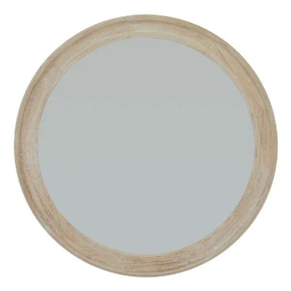 Washed Wood Round Framed Large Mirror