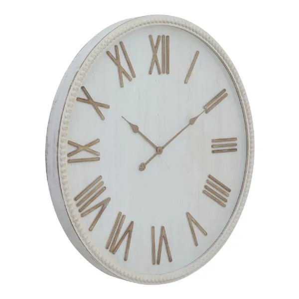 Large Rustic White Clock With Beaded Frame