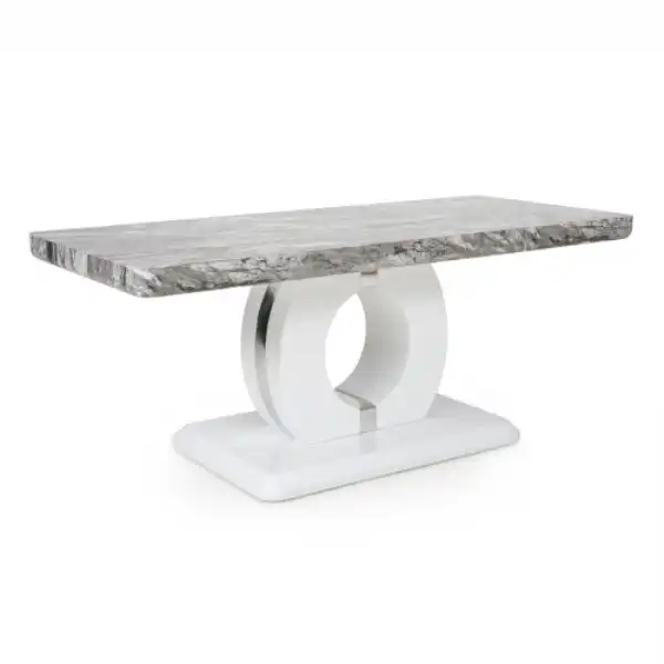 Grey and White Marble Top Rectangular Coffee Table