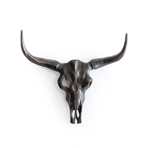 Aluminium Antique Bronze Bull Wall Skull