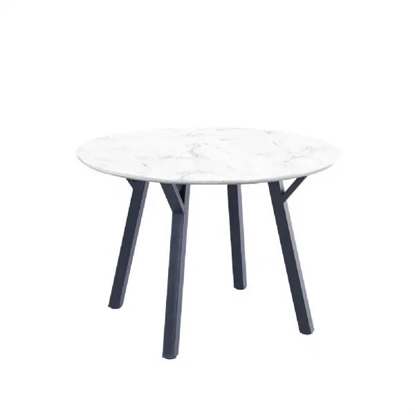 The Table Collection 1.1m Round Dining Table Marble effect