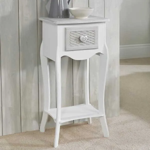 Brittany 1 Drawer Bedside White grey