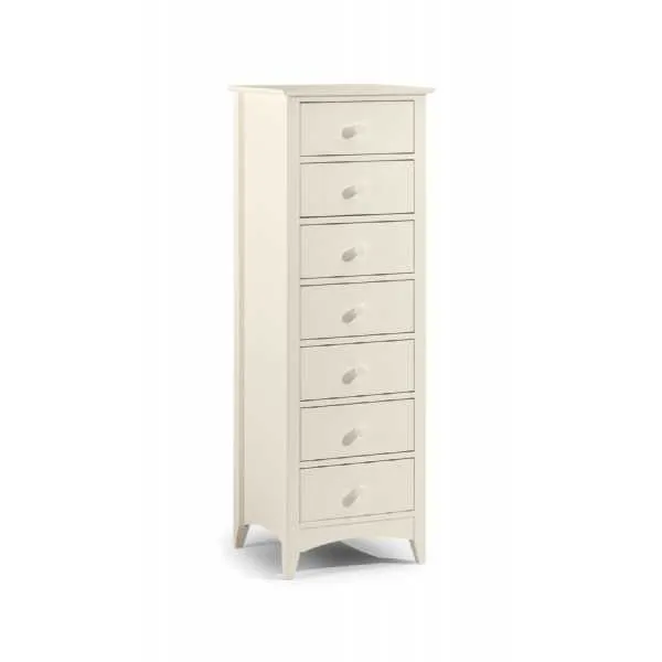 Cameo 7 Drawer Narrow Chest Stone White