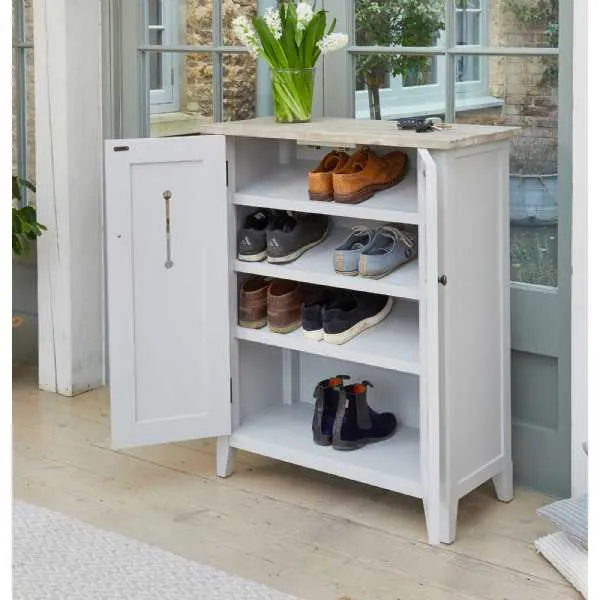 Grey Painted Shoe Storage Cupboard