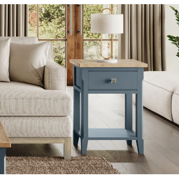 Signature Blue One Drawer Lamp Table