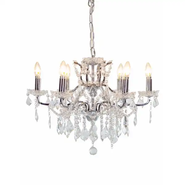 Chrome 6 Branch Crystal Chandelier